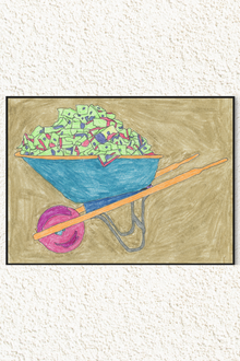  Decorative Canvas Print: 'Wheelbarrow Full of Money