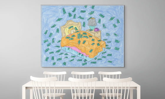 Canvas Print: 'Money While I Sleep' - Artistic Representation